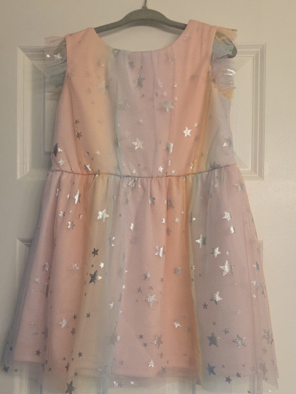 The Children's Place Pastel Rainbow Star Tulle Dress - Pink Peach